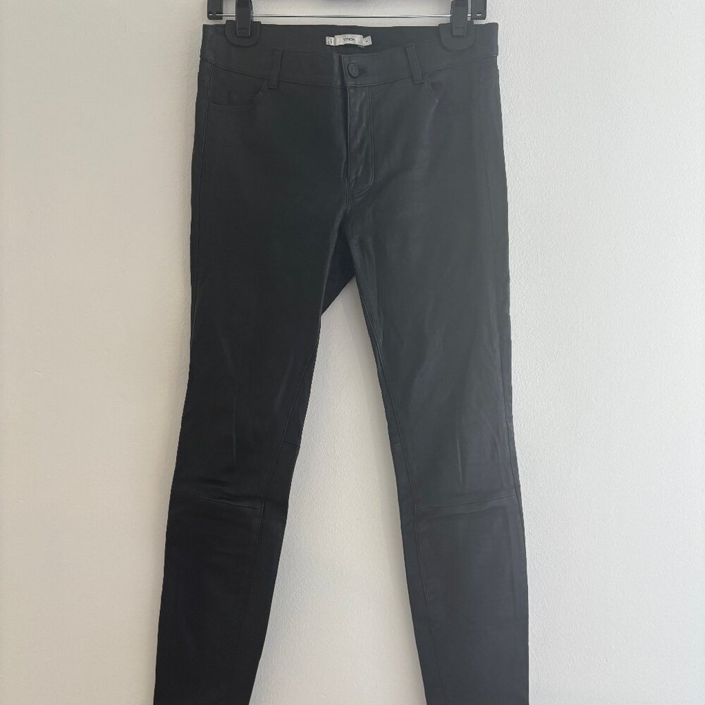 Vince Black Leather Pants. Size 6